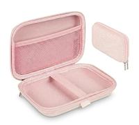 Linkidea Étui de Transport pour Console de Jeux Portable, Organiseur de Voyage Anti-Chocs, Compatible avec la Mini boîte de Lecteur de Jeux pour câble de Charge, EarPods, Piles et Accessoires (Rose)
