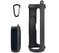 LinkIdea Étui en silicone pour enceinte Bluetooth portable JBL Charge 3 sans fil Charge3 JBL Coque en silicone avec porte-clés Noir