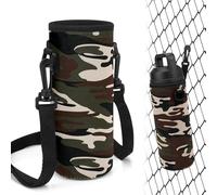 Linkidea étui pour Bouteille avec Crochet, Compatible avec Yeti Rambler 18oz, Hydro Flask 18/20oz Wide Mouth, Sac bandoulière en néoprène pour Outdoor, Camouflage