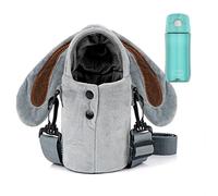 Linkidea Étui pour Bouteille d'eau en Peluche Compatible avec Thermos FUNTAINER 12oz/16oz, FUNTAINER Tritan 16oz, avec Sangle réglable (Lapin Gris)