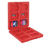 Linkidea Étui pour cartes de jeu compatible avec Nintendo Switch NX/NS, coque rigide, étui de protection avec 12 emplacements pour cartes et 12 porte-cartes Micro SD (rouge)