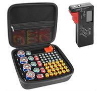 Linkidea Étui Rigide pour Piles BT-168 avec testeur - Un étui Portable pouvant contenir 63 Piles (AA, AAA, 9V, C et D) pour Un Transport et Un Rangement faciles