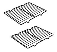 Linkidea Grille de Refroidissement en métal, Lot de 2, Grille de Refroidissement rectangulaire en Acier Inoxydable, grilles métalliques allant au Four pour rôtir Un Plat jetable (Noir, 20 x 25 cm)