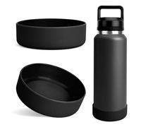 Linkidea Housse de protection antidérapante en silicone pour bouteille d'eau YETI Rambler 36 oz (noir, lot de 2)