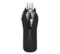 Linkidea Housse jetable pour Bouteille d'eau Compatible avec Smartwater 16.9/20Fl Oz et Evian 16.9Fl Oz, Housse Isotherme en néoprène avec Fermeture éclair verrouillable (1 Paquet/Noir)