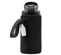 Linkidea Housse pour Bouteille d'eau Compatible avec Les Bouteilles Contigo Aubrey Tritan 14 oz, 13 oz pour Enfants en Acier, Sac Porte-Bouteille avec étiquette Nominative, Noir