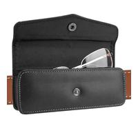 Linkidea Housse pour lunettes avec clip de ceinture, en cuir végétalien noir Sac de rangement portable pour lunettes compatible avec les lunettes de lecture pour myopes