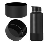 Linkidea Lot 2 bottes bouteille d'eau compatibles avec IRON °FLASK à large ouverture 32 oz/40 oz, bouche étroite 32 oz, manchon de protection en silicone pour fond de bouteille(lot de 2) (Noir)