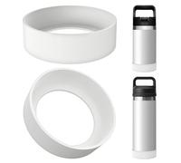 Linkidea Lot 2 bottes bouteille d'eau compatibles avec YETI Rambler Jr. Kids 12 oz, bouteille Rambler 12 oz/18 oz, Yonder 20 oz/25 oz, couvercle inférieur bouteille en silicone (Blanc)