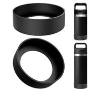 Linkidea Lot 2 bottes bouteille d'eau compatibles avec YETI Rambler Jr. Kids 12 oz, bouteille Rambler 12 oz/18 oz, Yonder 20 oz/25 oz, couvercle inférieur bouteille en silicone (Noir)