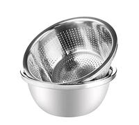 Linkidea Lot 2 passoires en acier inoxydable 304 avec bol - Passoire de cuisine, panier égouttoir avec plateau pour légumes, fruits, pâtes, salades, préparation des aliments et passe au lave-vaisselle