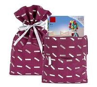 Linkidea Lot 4 grands sacs cadeaux réutilisables avec cordon serrage, anniversaire, vacances, sac fourre-tout en tissu non tissé, sac cadeau pour fête d'enfants, compatible avec les jouets LEGO (L)