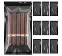 Linkidea Lot de 10 sacs à cigares avec fermeture à glissière, 23,9 x 13 cm, sacs réutilisables pour cigares, accessoires de rangement de cigares de voyage (noir)