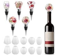 Linkidea Lot de 15 bouchons de bouteille de vin - 10 bouchons en résine et 5 bouchons en acier inoxydable, scellant sphérique géométrique pour loisirs créatifs, accessoires de bar à domicile, bouchons