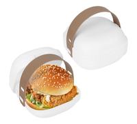 Linkidea Lot de 2 boîtes de rangement pour hamburgers, support portable avec dragonne pour extérieur, pique-nique, travail, hamburger avec couvercle pour une bonne utilisation de hamburger ou sandwich