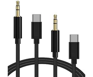 Linkidea Lot de 2 câbles audio de type C compatibles avec Monster Persona ANC, Clarity BT Designer, Mission Bot, ROC Sport, Clarity HD, Elements, NTune, USB-C vers TRS 3,5 mm (100 cm)