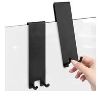 Linkidea Lot de 2 crochets de porte de douche en acier inoxydable avec éponge antidérapante pour portes en verre sans cadre (Noir Long)