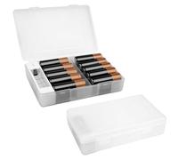 Linkidea Lot de 2 étuis de Rangement en Plastique avec testeur, Support de Rangement de Piles Portable, Compatible avec 20 Piles AA, 22 Piles AAA, boîte à Piles pour Voyage, Usage Domestique (Blanc)