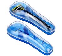 Linkidea Lot de 2 étuis pour rasoir, étui rigide de protection pour rasoir de voyage portable, boîte de protection pour rasoir manuel compatible avec Fusion 5 ProGlide, Sensor 3 (Bleu)
