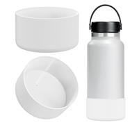 Linkidea Lot de 2 housses de bouteille d'eau compatibles avec couvercle souple/couvercle en paille Hydro Flask 32 oz/40 oz, protection inférieure en silicone (lot de 2) (Blanc)