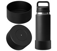 Linkidea Lot de 2 housses de protection en silicone antidérapant pour bouteille YETI Rambler de 768,1 g, Yonder 963,9 g (noir / lot de 2)