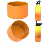 Linkidea Lot de 2 manchons de protection pour bouteille d'eau compatibles avec les bouteilles à goulot large/étroit Iron °Flask (12oz/14oz/16oz/18oz/20oz/22oz/24oz) en silicone (Clémentine)