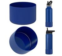 Linkidea Lot de 2 manchons de protection pour bouteille d'eau compatibles avec les bouteilles à goulot large/étroit Iron °Flask (12oz/14oz/16oz/18oz/20oz/22oz/24oz) en silicone (cobalt)