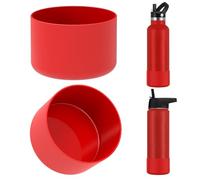 Linkidea Lot de 2 manchons de protection pour bouteille d'eau compatibles avec les bouteilles à goulot large/étroit Iron °Flask (12oz/14oz/16oz/18oz/20oz/22oz/24oz) en silicone (rouge)
