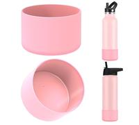 Linkidea Lot de 2 manchons de protection pour bouteille d'eau compatibles avec les bouteilles à goulot large/étroit Iron °Flask (12oz/14oz/16oz/18oz/20oz/22oz/24oz) en silicone (rose clair)