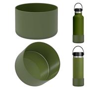 Linkidea - Lot de 2 manchons pour bouteilles d'eau compatibles avec les bouteilles Hydro Flask à large ouverture de 12 oz, 14 oz, 16 oz, 18 oz y 20 oz,avec fond de protection en silicone (Vert armée)