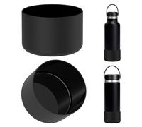 Linkidea - Lot de 2 manchons pour bouteilles d'eau compatibles avec les bouteilles Hydro Flask à large ouverture de 12 oz, 14 oz, 16 oz, 18 oz y 20 oz, avec fond de protection en silicone (noir)
