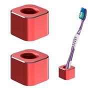 Linkidea Lot de 2 Mini Porte-brosses à Dents, Support en Aluminium pour brosses à Dents et rasoirs, idéal pour la Coiffeuse de Salle de Bain ou comme Organiseur de Crayons de Bureau (Rouge)