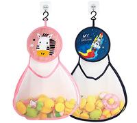 Linkidea Lot de 2 organisateurs de salle de bain suspendus en filet avec crochets, sac de rangement grande capacité pour accessoires de douche et baignoire (Rocket & Zebra)