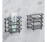 Linkidea Lot de 2 Porte-Brosse à Dents Mural, Support de Brosse à Dents électrique en Acier Inoxydable pour Douche, Salle de Bain (Noir)