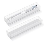 Linkidea - Lot de 2 Porte-brosses à Dents en Acrylique avec Pierre à séchage Rapide, Organisateur de tiroir de Salle de Bain avec Trou d'évacuation, Compatible avec Colgate Extra Clean et CrossAction