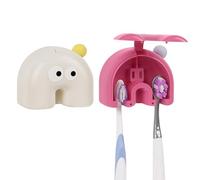 Linkidea Lot de 2 porte-brosses à dents manuels adhésifs avec couvercle, support de brosse à dents avec ventouse, organiseur mural compatible avec Oral-B CrossAction, Colgate Optic White (Multi)