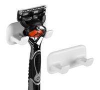 Linkidea Lot de 2 porte-rasoir pour douche, crochet auto-adhésif pour montage mural, sans percer, organisateur rasoir pour salle bain, compatible avec Gillette Fusion 5, Harry's, Dorco Pace 6 (Blanc)