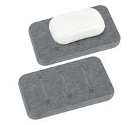 Linkidea Lot de 2 Porte-Savon en diatomite, économiseur de Savon à séchage Rapide, Support de Barre de Savon pour Bain-Douche, récipient à Savon Auto-séchant (Gris)