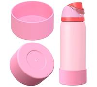 Linkidea Lot de 2 protections pour bouteille d'eau compatibles avec la bouteille de sport Owala FreeSip 32 oz, protection antidérapante en silicone pour le fond de la bouteille (Rose clair)