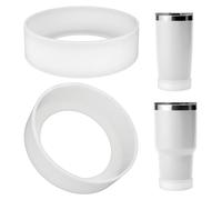Linkidea Lot de 2 protège-bouteilles compatibles avec les gobelets et tasses de voyage YETI de 20 oz/30 oz, protection de fond antidérapante en silicone pour bouteilles d'eau (Blanc pur)