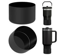 Linkidea Lot de 2 protège-bouteilles compatibles avec les gobelets Stanley Quencher H2.0 (20oz/30oz/40oz) et IceFlow Flip (20oz/30oz) et protège-bouteilles en silicone (Noir)
