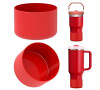 Linkidea Lot de 2 protège-bouteilles compatibles avec les gobelets Stanley Quencher H2.0 (20oz/30oz/40oz) et IceFlow Flip (20oz/30oz) et protège-bouteilles en silicone (Rouge)