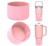 Linkidea Lot de 2 protège-bouteilles compatibles avec les gobelets Stanley Quencher H2.0 (20oz/30oz/40oz) et IceFlow Flip (20oz/30oz) et protège-bouteilles en silicone (Rose clair)