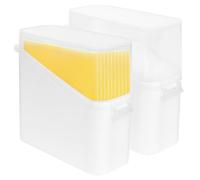 Linkidea Lot de 2 récipients à fromage tranchés en plastique avec couvercles à rabat transparents, pour garder le fromage/beurre frais dans le réfrigérateur (blanc)