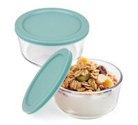 Linkidea Lot de 2 récipients à yaourt ronds en verre de 900 ml avec couvercle, récipients isothermes pour préparation des repas pour yaourt, taille exacte compatible avec la yaourtière Ultimate