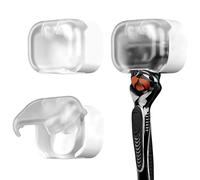Linkidea Lot de 2 Support de Rasoir Mural avec Couvercle, Support de Rasoir Auto-adhésif pour Mur de Salle de Bain, Rangement Anti-poussière pour Gillette Fusion 5, Dorco Pace 6, Harry's (Blanc)