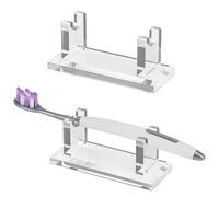 Linkidea Lot de 2 supports de brosse à dents manuels en acrylique pour salle de bain, support de brosse à dents unique, compatible avec Oral-B CrossAction, Philips Sonicare One (transparent)