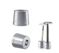 Linkidea Lot de 2 supports de rasoir de sécurité pour homme, diamètre d'ouverture de 13 mm, support de rasoir pour comptoir de salle de bain, compatible avec Shaving Revolution (argent brossé)