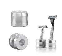 Linkidea Lot de 2 Supports de Rasoir de sécurité, Support de Rasage pour Hommes pour comptoirs de Salle de Bain (Argenté, Diamètre d'ouverture 0,7")