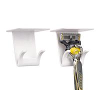 Linkidea Lot de 2 supports de rasoir en plastique, universels compatibles avec Gillette Fusion 5 ProGlide, SkinGuard, Venus, Harry's Dorco, organiseur à crochet de rasoir de salle de bain (blanc)
